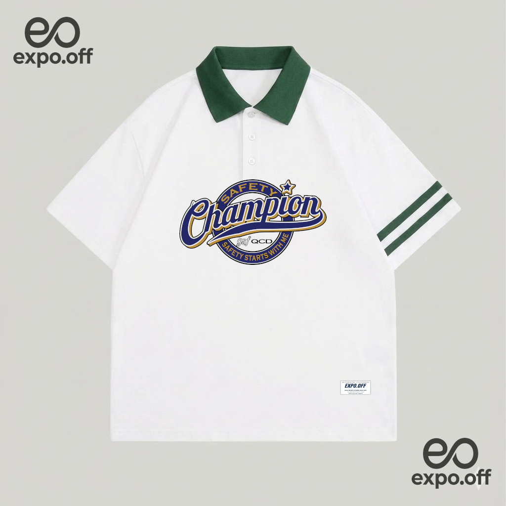 expo.off T-shirt Rugby CHAMPIONS Unisex Pria Wanita Kece Trendi Cotton Combat 24s