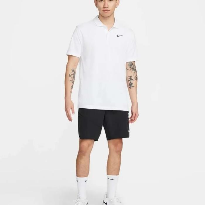 Kaos Polo Tenis Pria Nike DriFIT Court Solid Polo Shirt Tennis Sport - White