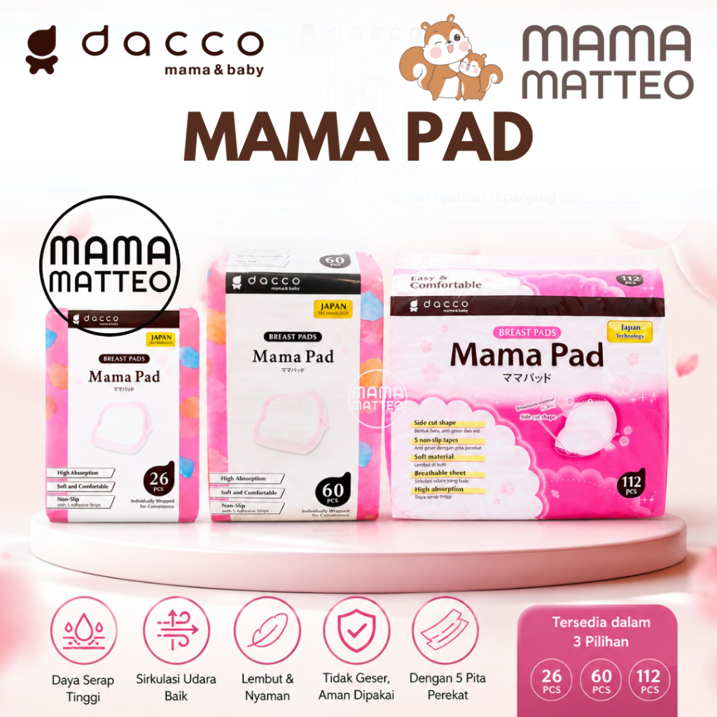 DACCO MAMAPAD Breastpad 26pcs 60pcs 112pcs / Breast Pad Bantalan Penyerap ASI Ibu Menyusui / MAMA PA