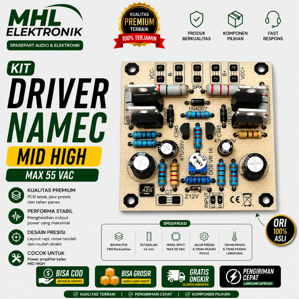 KIT DRIVER POWER NAMEC-NAMEX MID HIGH PUTIH MAX 55vac