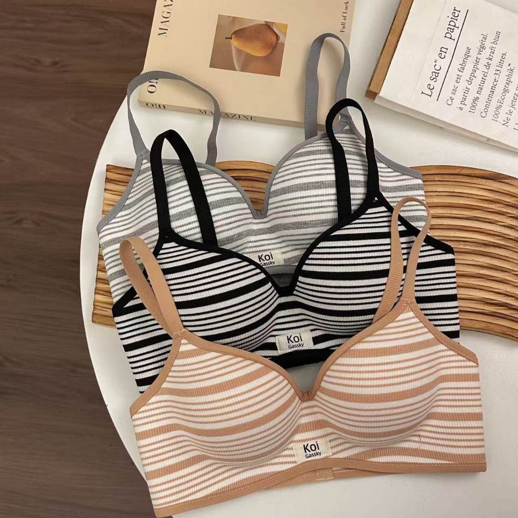 Staro Pakaian Dalam Bra Wanita Gossky Tanpa Kawat Motif Garis Busa Tipis Sporty Casual BRA113