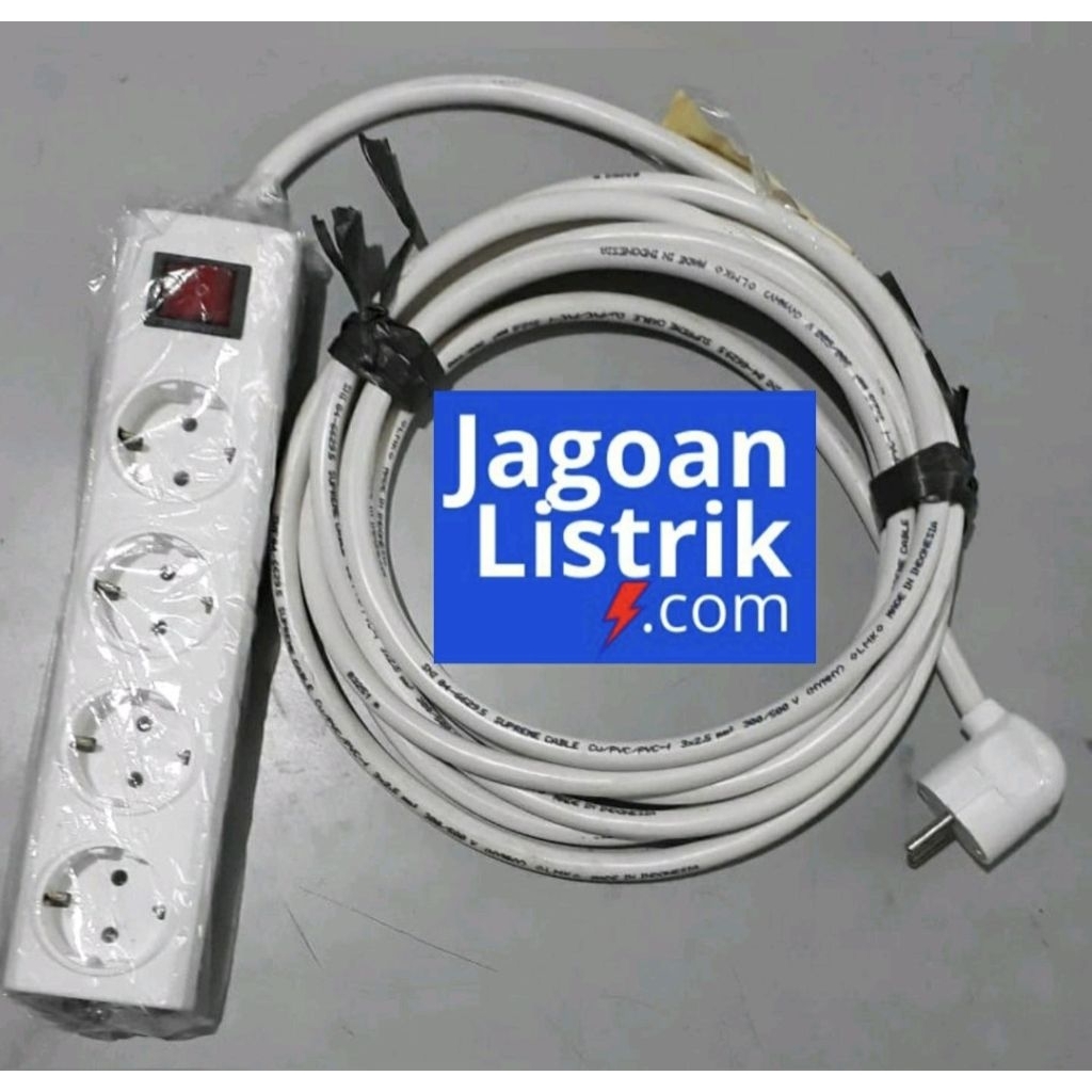 Broco SUPREME Stop Kontak dan Steker SNI 10m Kabel NYMHY 2x0.75 Putih