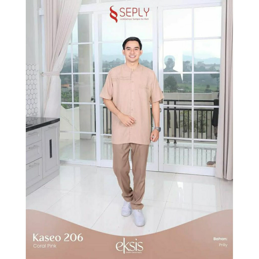 KASEO 206 CORAL PINK/SEPLY/EKSIS/BAJU KOKO DEWASA/TERBARU/BAJU KOKO PRIA/KOKO KURTA/SET KOKO DEWASA/