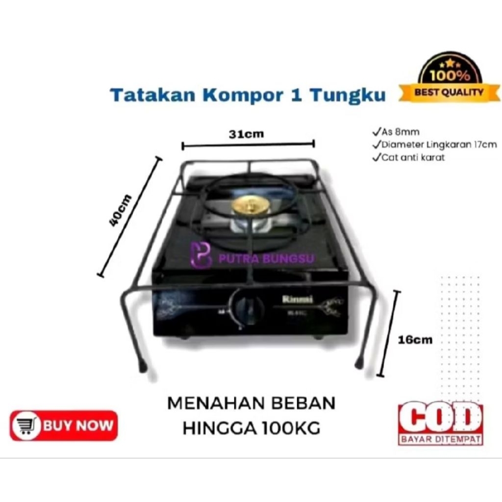 Tangkringan Kompor 1 Tungku - Baja Tahan Lama, Desain Anti Licin, Stabil