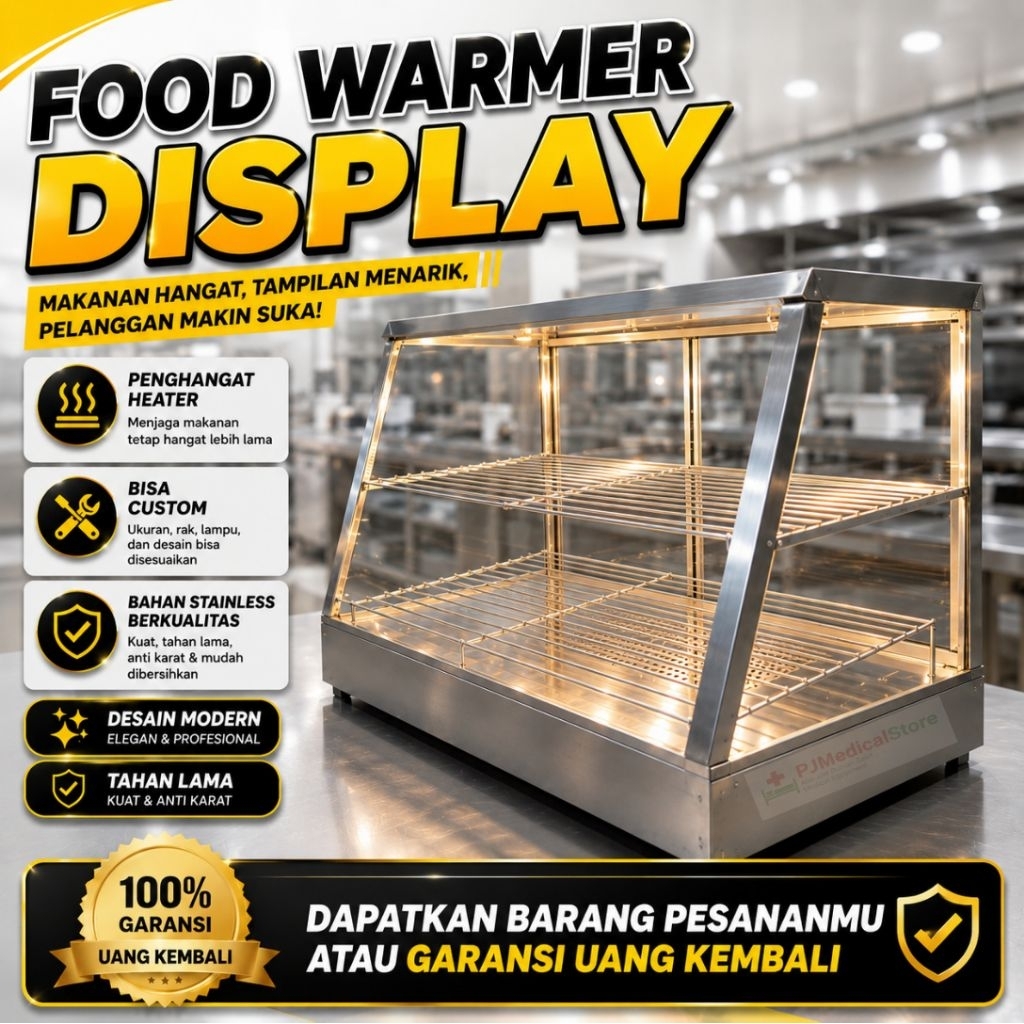 Etalase Food Warmer Heater Listrik Stainless Food Grade  – Diplay Penghangat Makanan Usaha Kuliner 1