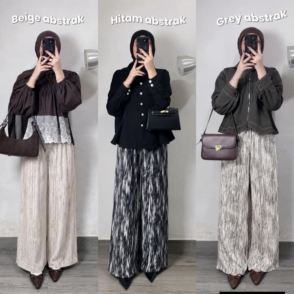 Celana Kulot - Baggy Pants - Motif Abstrak - Kulot Wanita Kantor Kuliah Premium