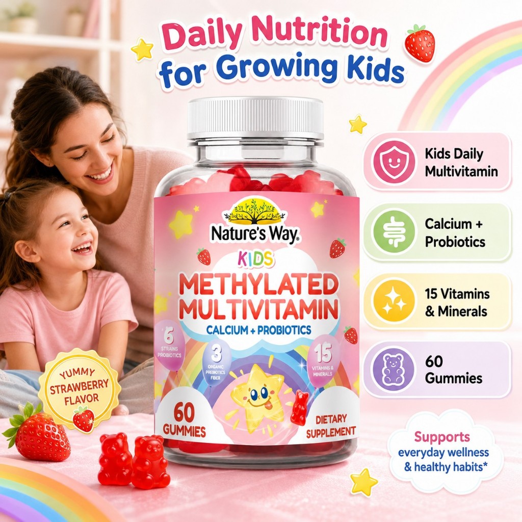 Nature’s Way Kids Multivitamin Gummies Calcium Probiotik Vitamin Anak untuk Tumbuh Kembang Tulang Gi