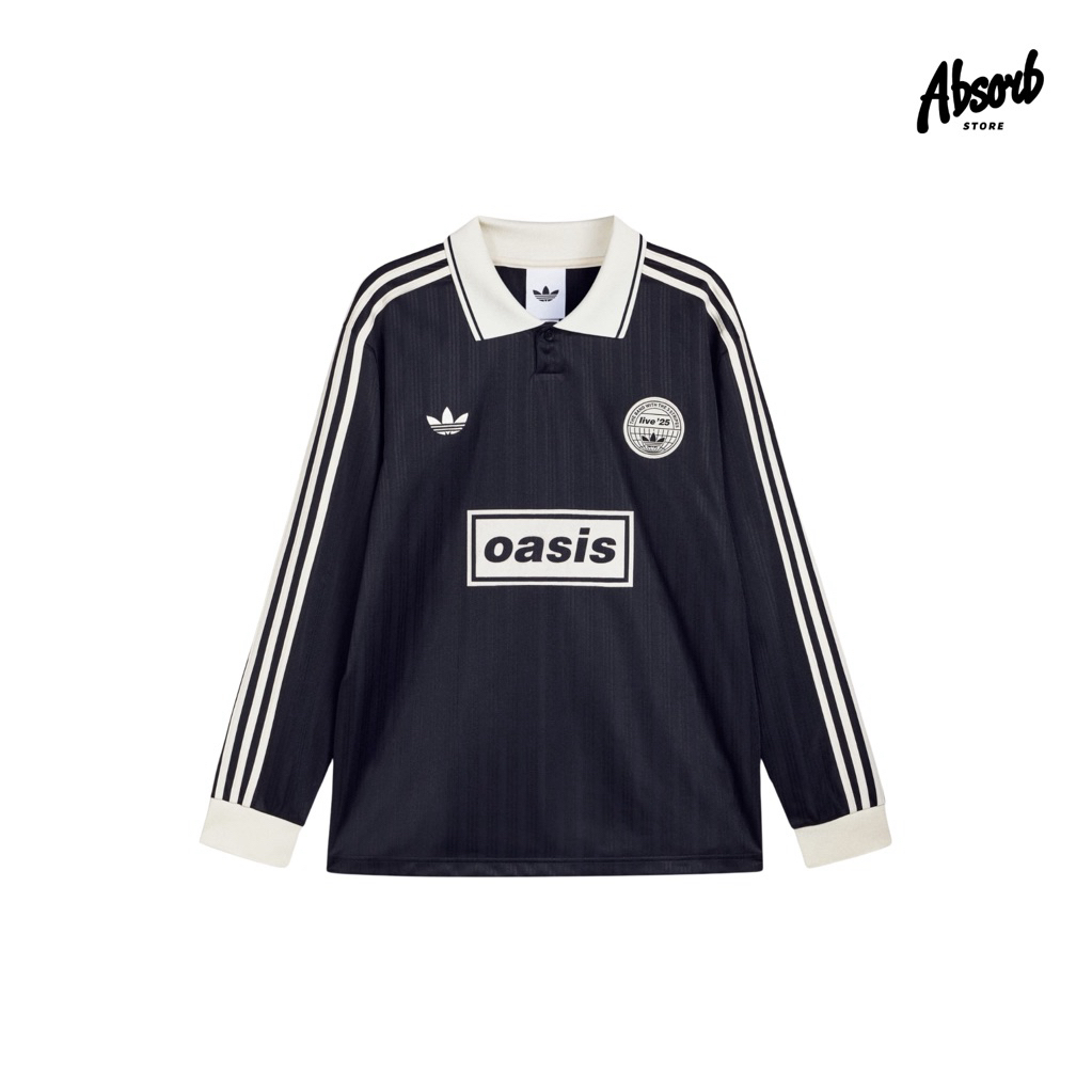 Adidas x Oasis Tour Jacquard Stripe Jersey Long Sleeve (Black/Cream White) Longsleeve