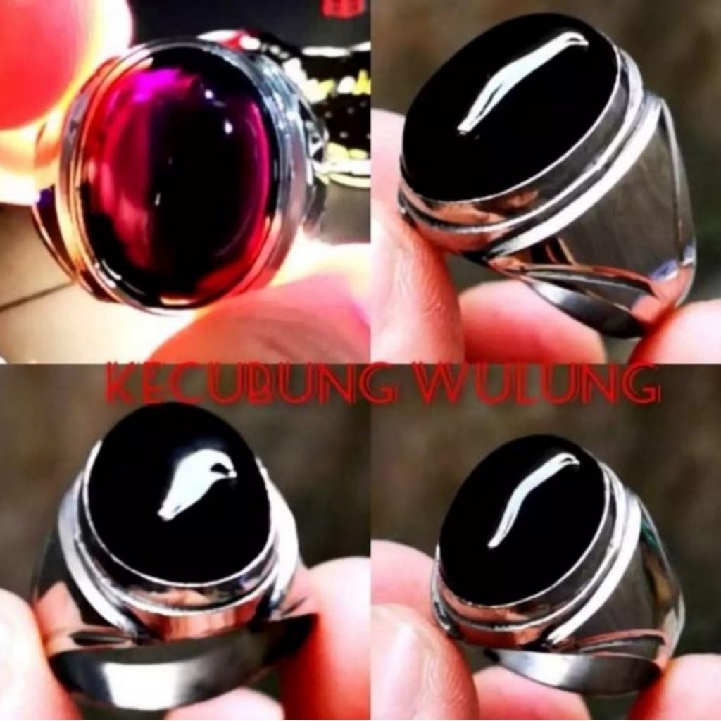 cincin batu akik kecubung wulung ring monel