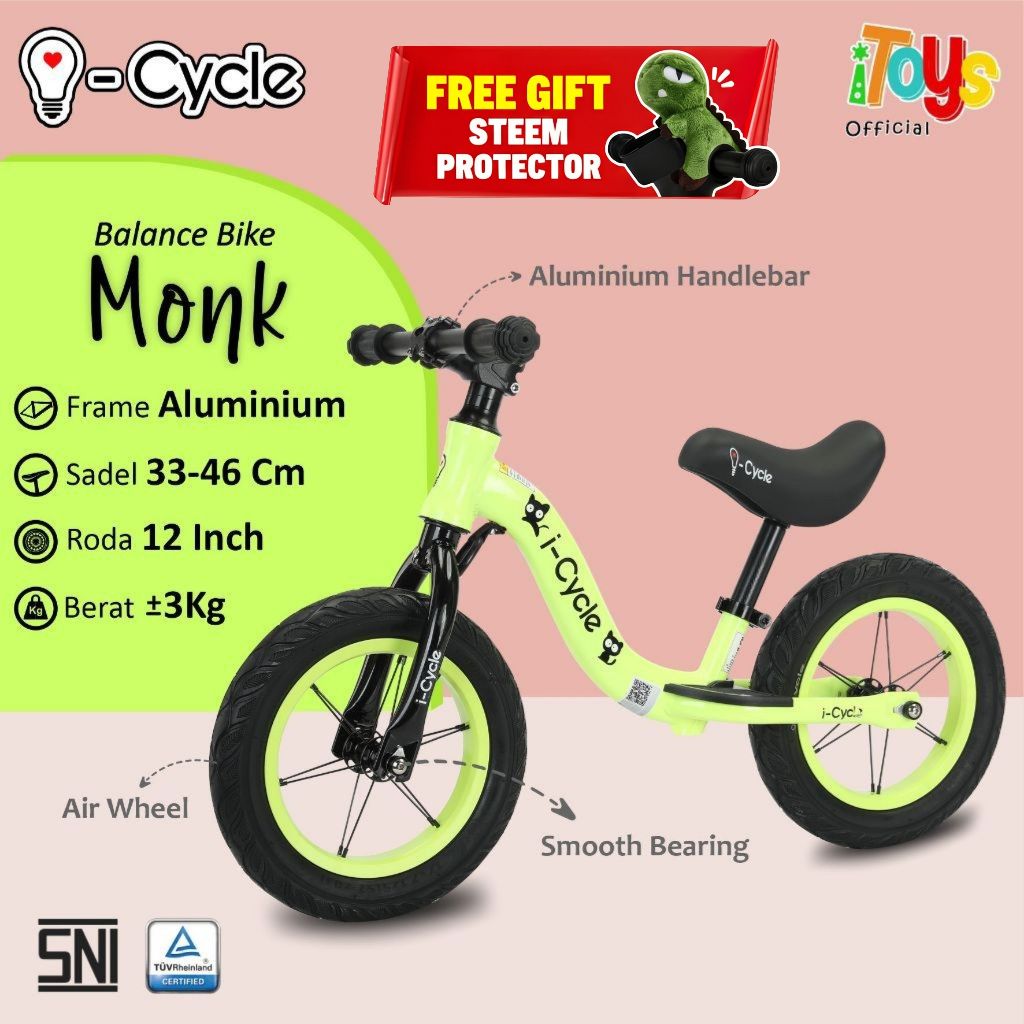 Balance Bike ICYCLE Monk (PH-2404) | Push Bike | Sepeda Keseimbangan Anak | Sepeda Tanpa Pedal