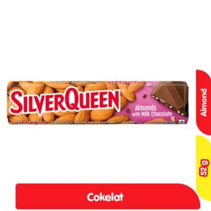 silverQueen coklat susu batang almond 52 gram