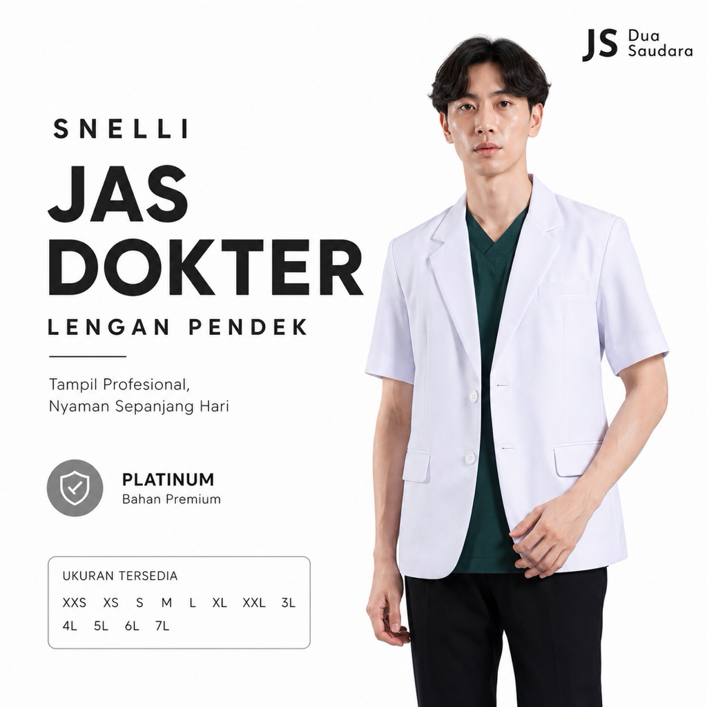 [TERLARIS] SNELLI  PRIA BAHAN PLATINUM  LENGAN PENDEK merk DUA SAUDARA JAS DOKTER PRIA LENGAN PENDEK
