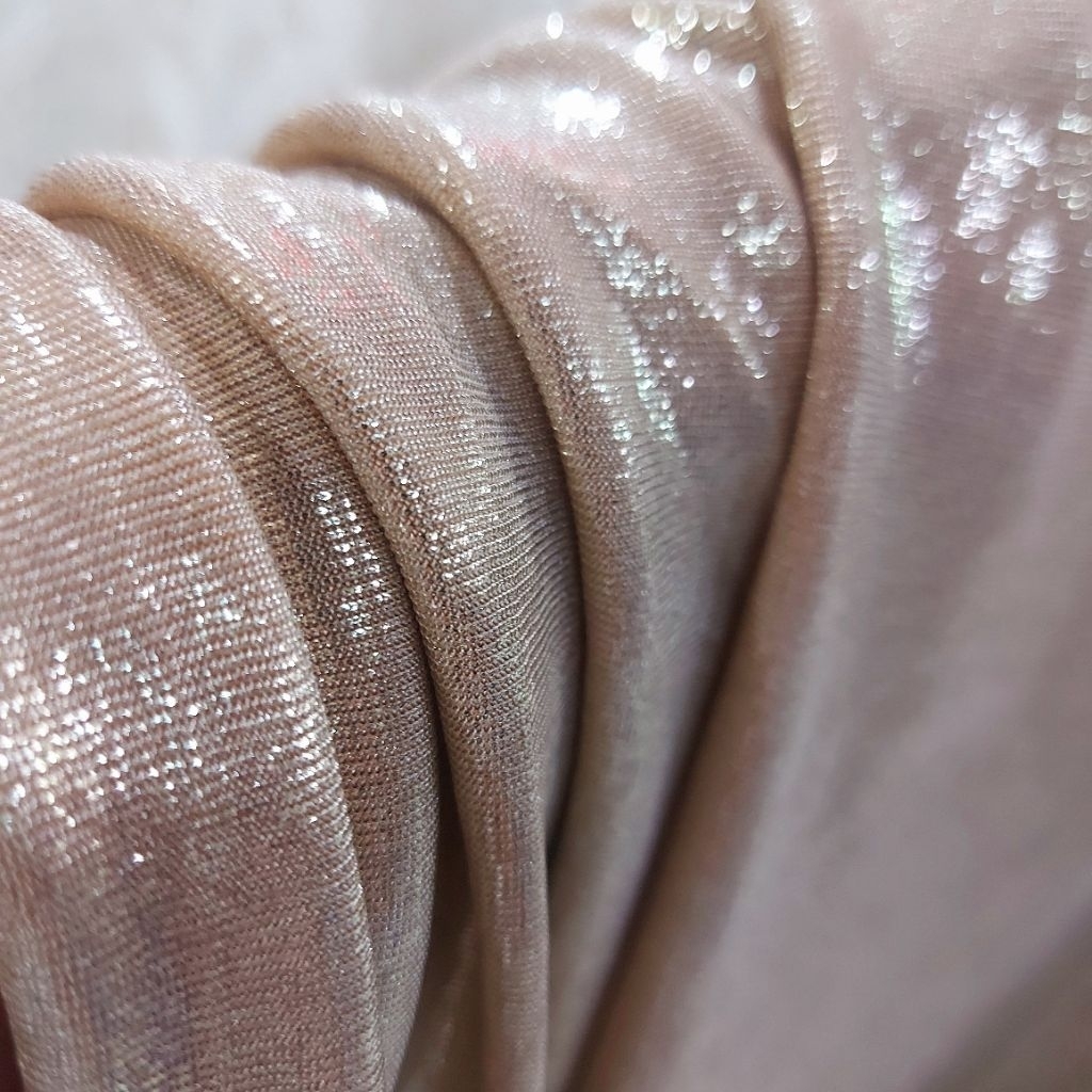 kain spandek glitter premium - kain lame emas - kain lame hologram glossy  ( rosegold) kj