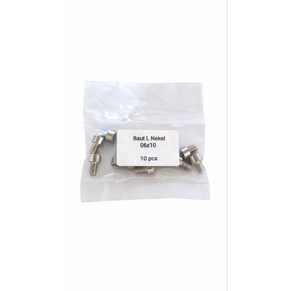 Baut L nekel ukuran  M 06×10  berkualitas untuk variasi dan dudukan motor.Material kuat, anti karat,