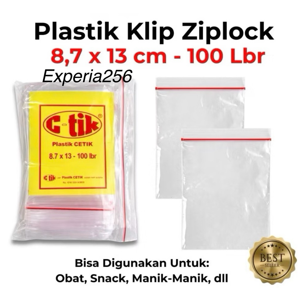 Plastik Klip C-tik Klip Ziplock 3x5-12x20cm isi 100lembar