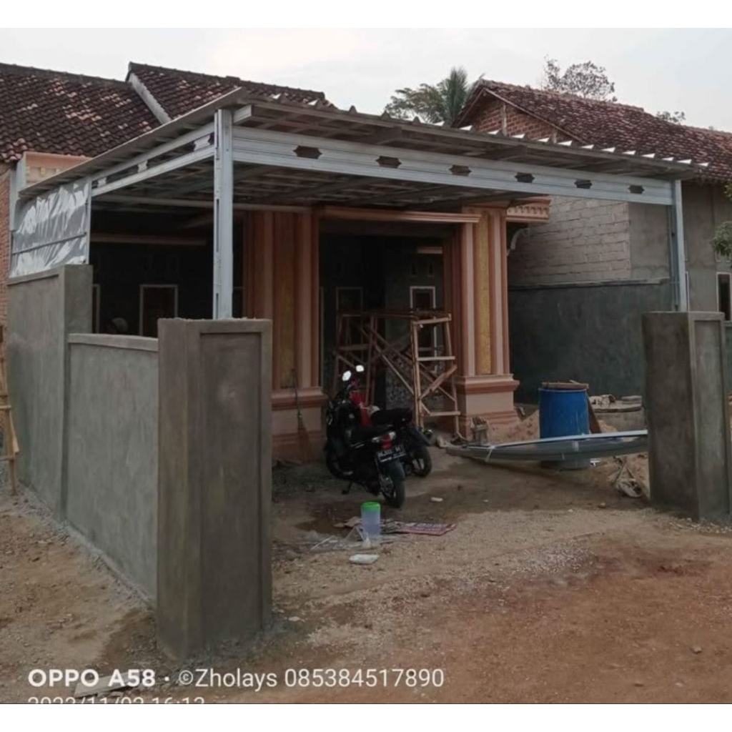 kanopi baja ringan dengan penutup atap upvc Alderon Doble layer