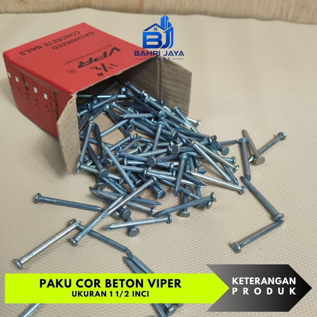 PAKU COR BETON 1 1/2 INCI - PAKU BETON PUTIH - PAKU BETON GALVANIS