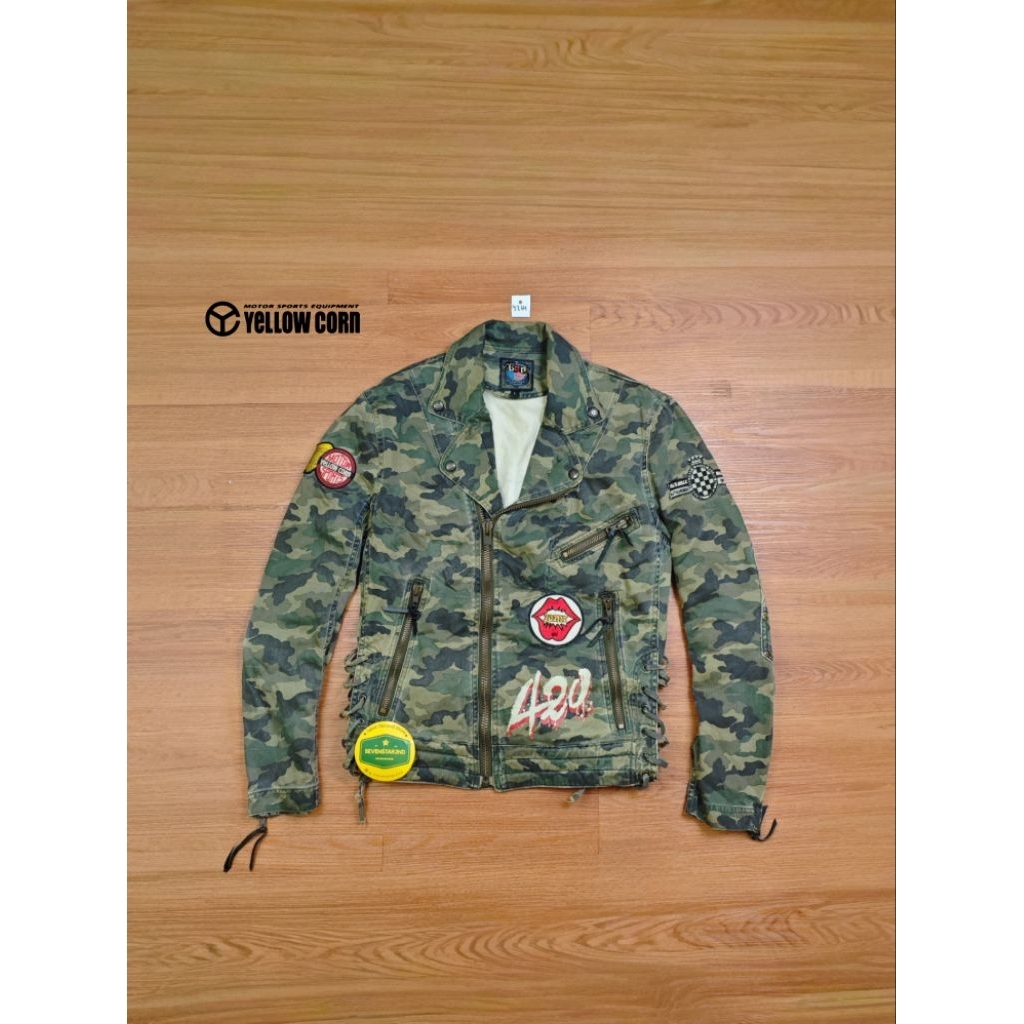 vintage yellow corn Motorcycle double bikers jacket