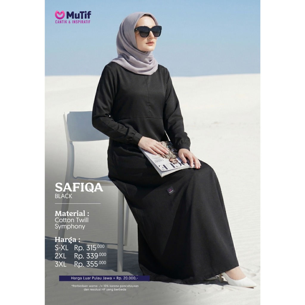 MUTIF | GAMIS MUTIF | MuTif Safiqa | New Safiqa Black | Dress Muslimah | Gamis MuTif / ORI 100%