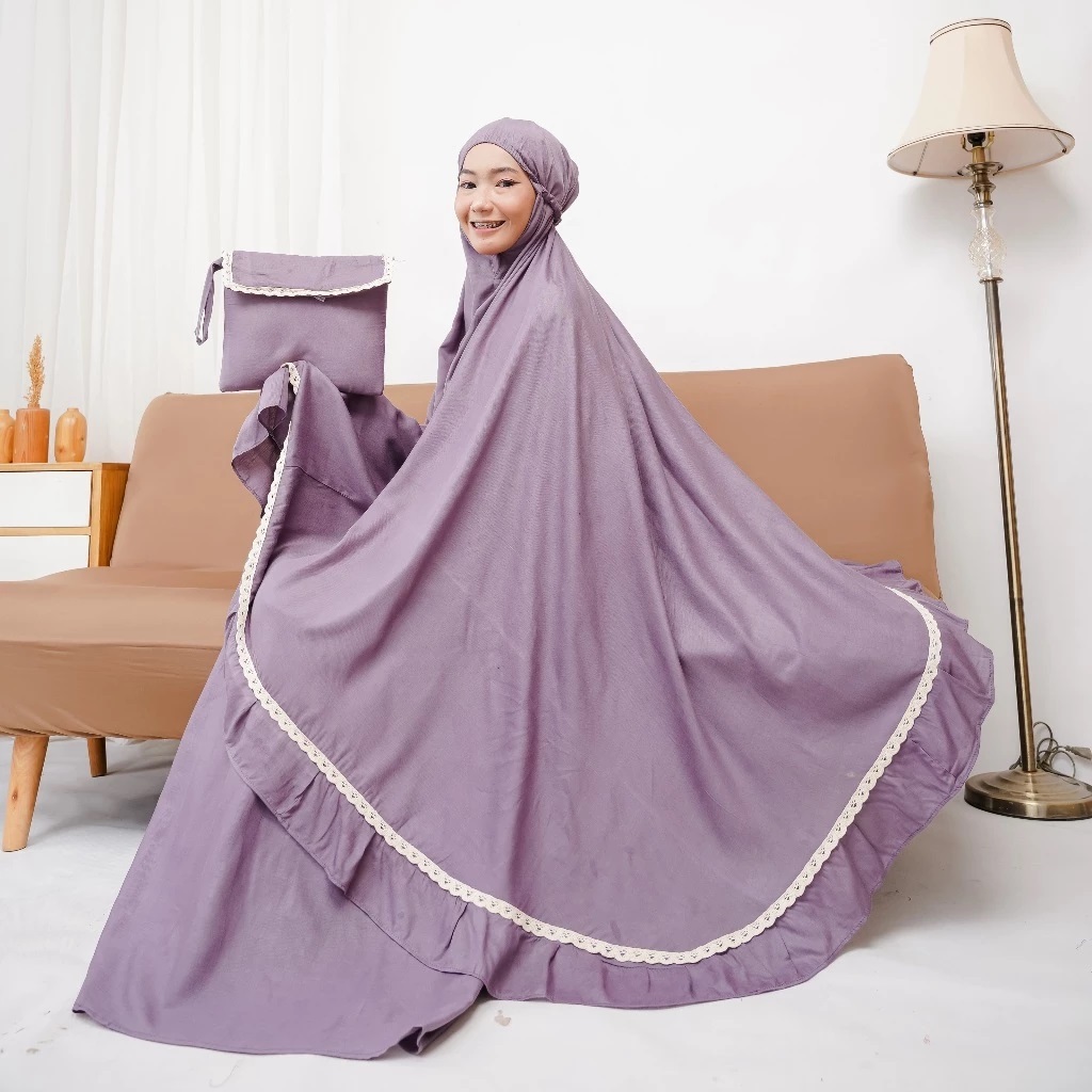 Mukena Polos Renda Rayon Bali Dewasa