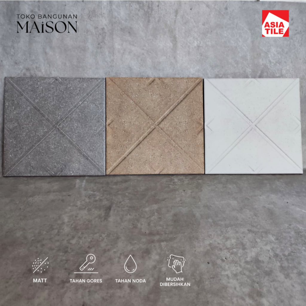 Keramik Lantai 25x25 Asia Tile RIverside Matt Anti Licin Motif Minimalis Keramik Kamar Mandi Teras A