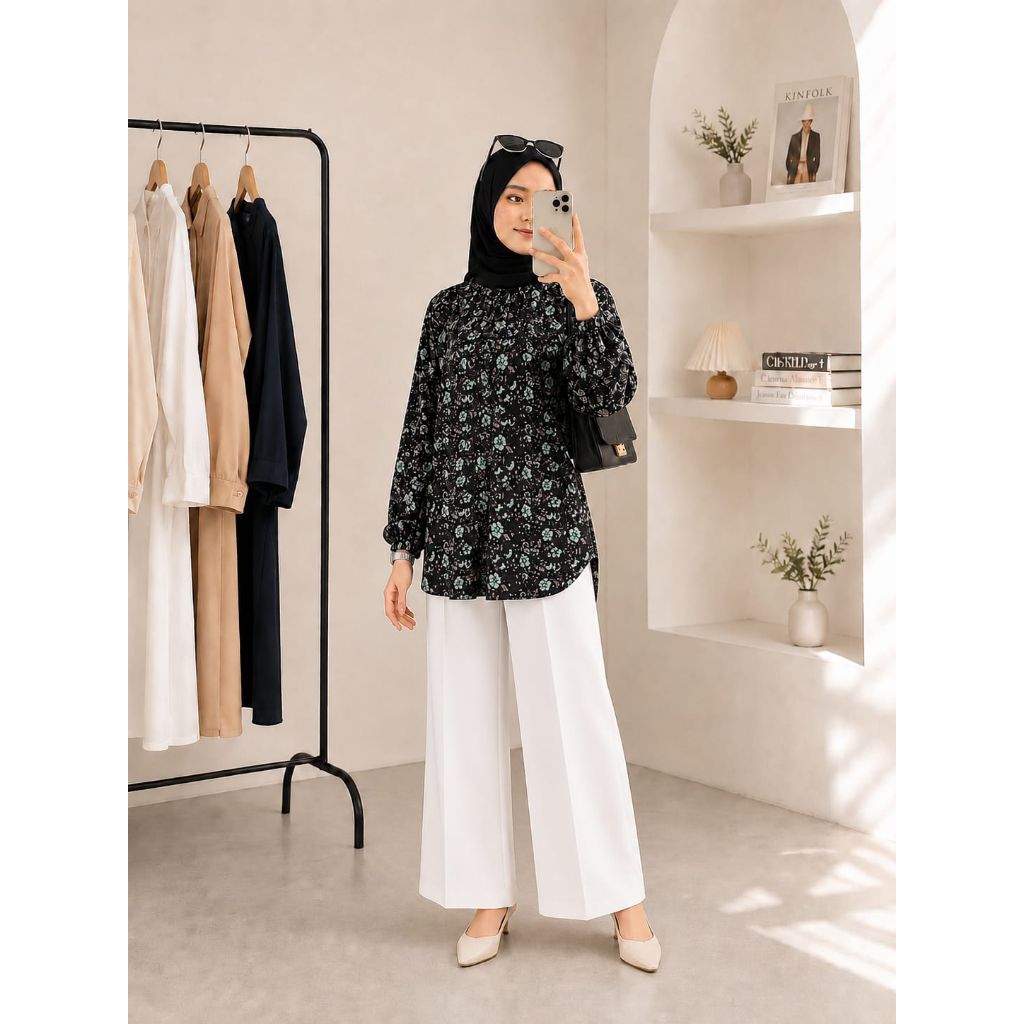Skr Blouse Wanita Super Jumbo LD120 140 Bahan Viscose Premium Motif Bunga size fit to XXXXL