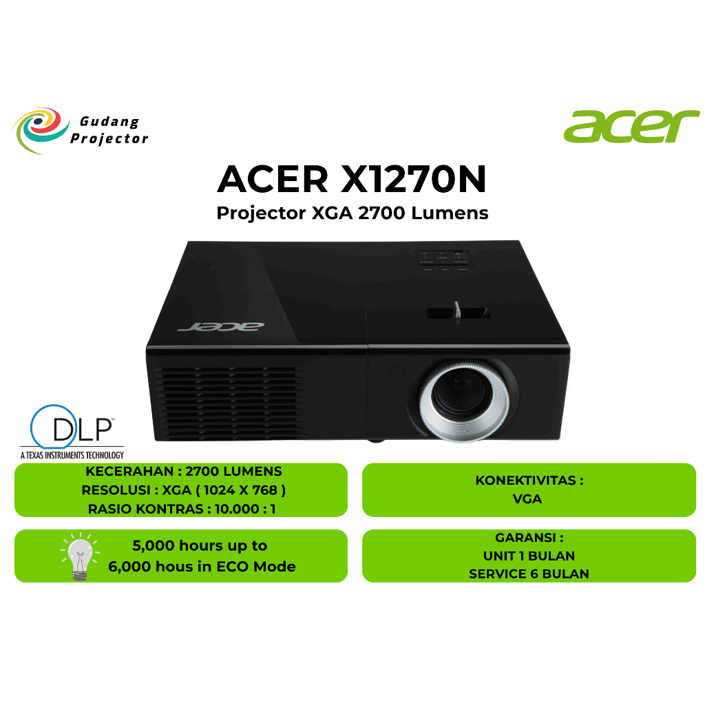 Proyektor Second Acer X1270N 2700 Lumens Terang