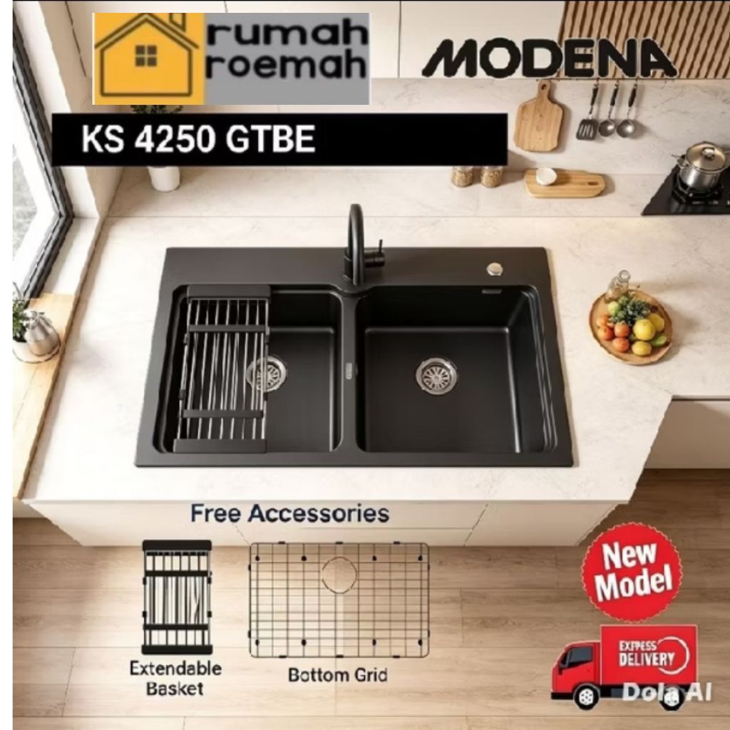 Modena Kitchen Sink KS 4250 GTBE Granite Black Matte