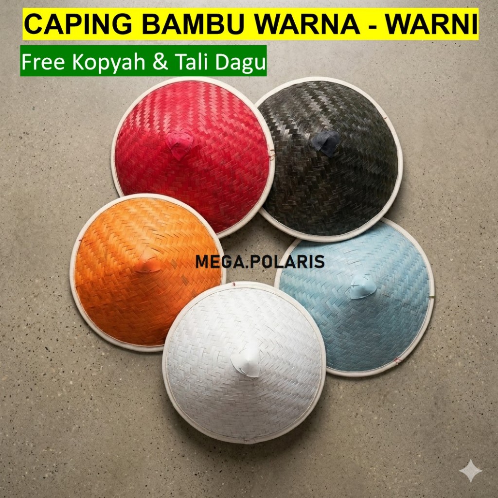 CAPING WARNA - WARNI TOPI CAPING ANAK - DEWASA, CAPING BAMBU UNTUK DEKORASI - PROPERTI