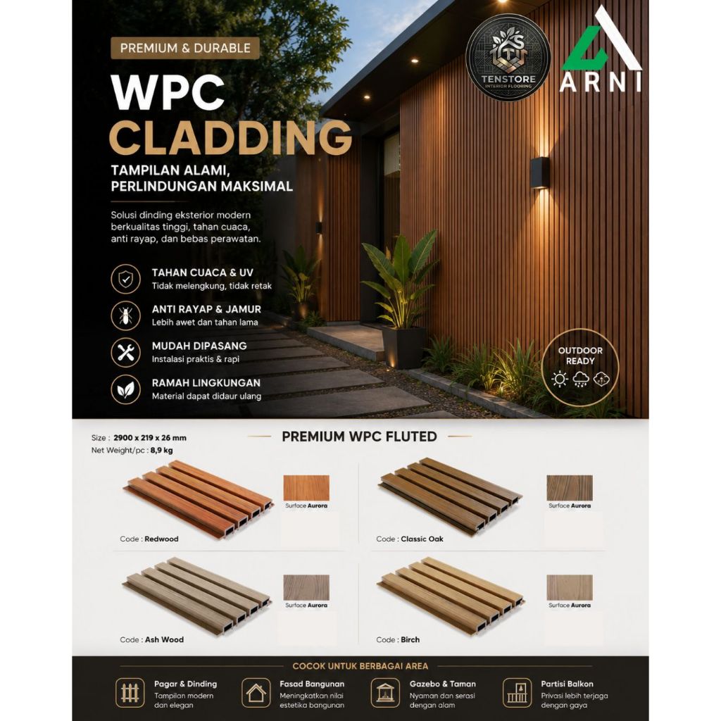 Wall Cladding Wpc Panel Outdoor (PREMIUM) 3meter/Kisi-Kisi/Wallpanel/Wpc Murah / Wpc Wall Panel