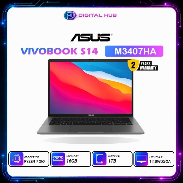 Asus Vivobook S14 Oled M3407HA AMD Ryzen 7 260 - RAM 32GB 512GB W11+OHS 14.0WUXGA - OLED7151M