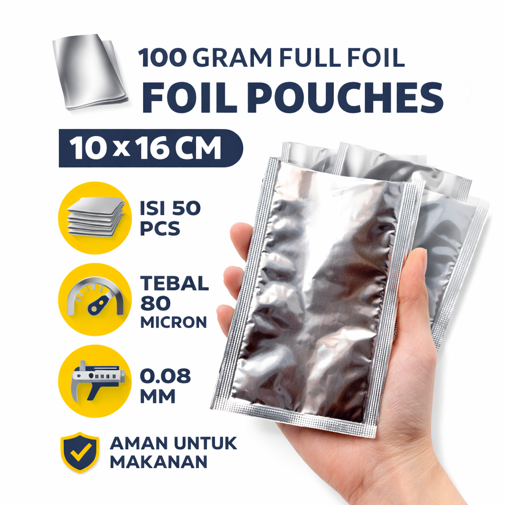 KEMASAN MASKER METALIZED FOIL  / KEMASAN FLEXIBLE, / PLASTIK SACHET BAG FOIL 100 GR