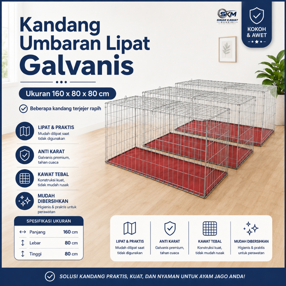 _Tukushop Kandang Ayam Umbaran Galvanis Jumbo Ukuran 120X80X80Cm 160X80X80Cm & 240X80X80Cm Kualitas