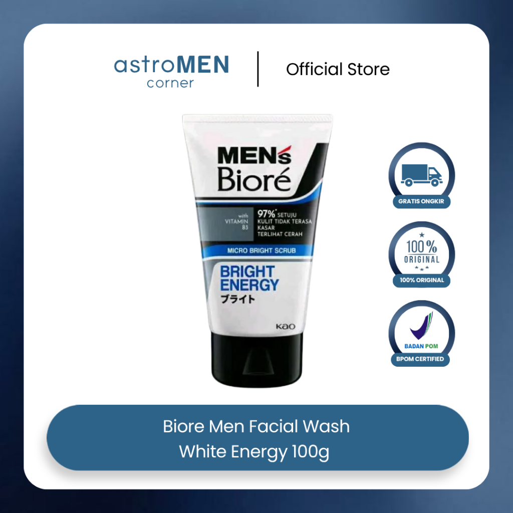AstroMen - Men's Biore Facial Wash White Energy 100g