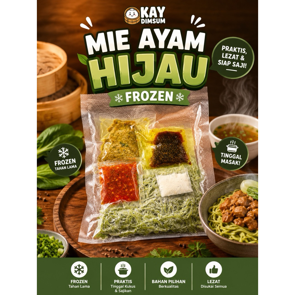 Mie Ayam Hijau Frozen | Mie ayam jakarta | Mie ayam Lada Hitam
