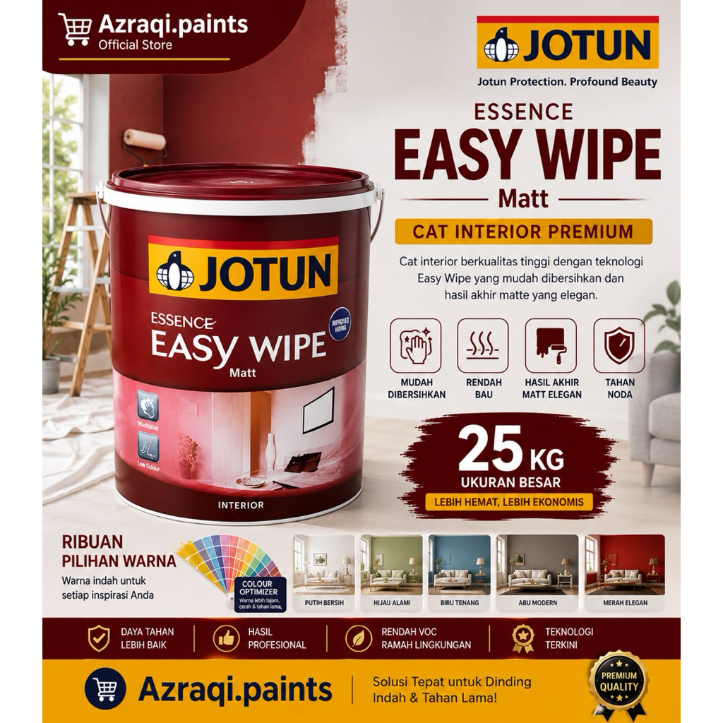 CAT INTERIOR JOTUN ESSENCE EASY WIPE ( 25 KG / PAIL ) BANYAK PILIHAN WARNA