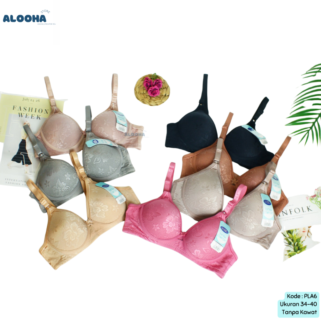 BH Wanita Motif Busa Tipis Tanpa Kawat ukuran 34-40 Halus / BH Pakaian Dalam Wanita Premium - Piaoli