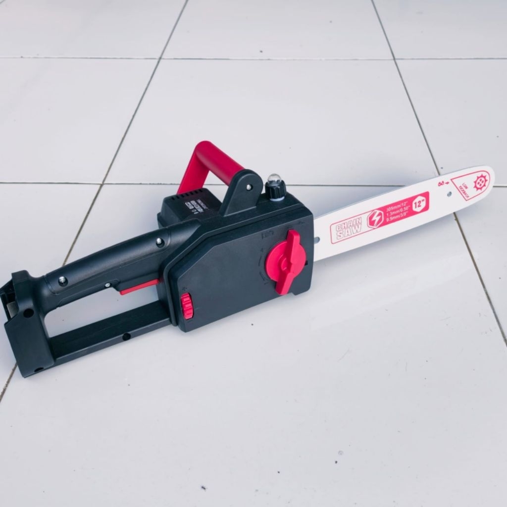 chainsaw baterai yinlong 12 inci unit + bar + rantai tanpa baterai