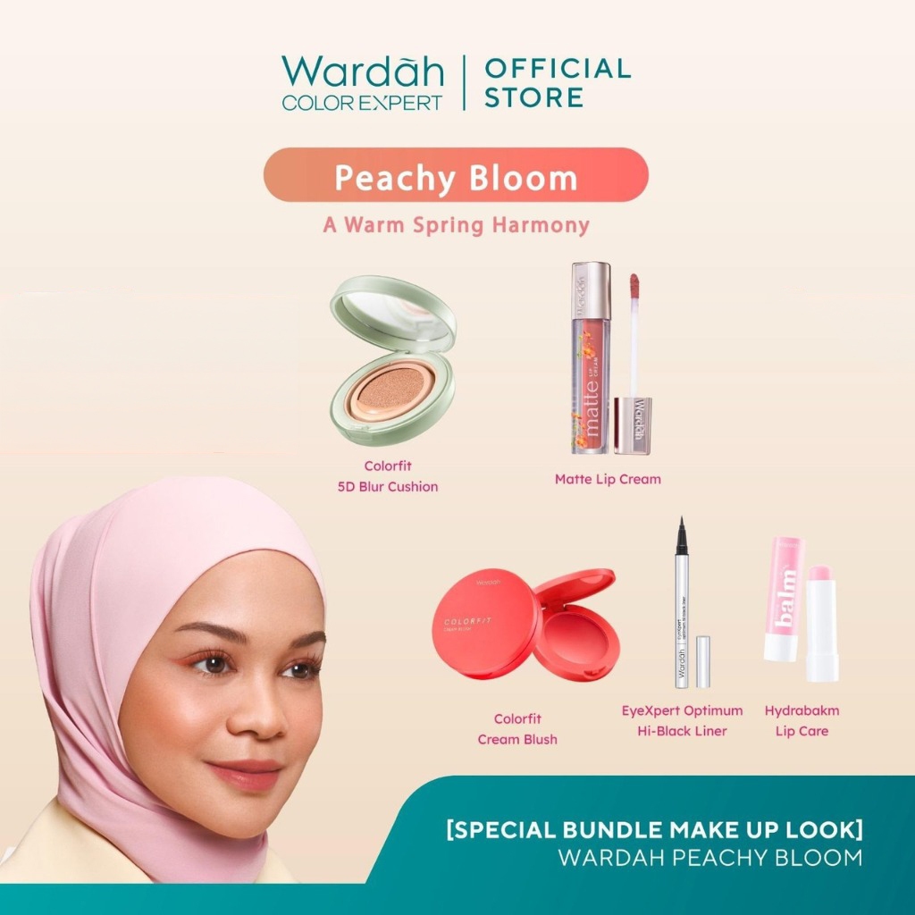 WARDAH Makeup Looks: Peachy Bloom – A Warm Spring Harmony – Colorfit 5D Blur Cloud Cushion, Matte Li