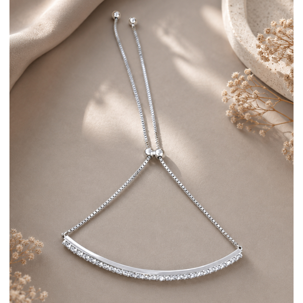 Gelang Serut Plat Permata Koleksi Josean Elegant Emas Putih Asli