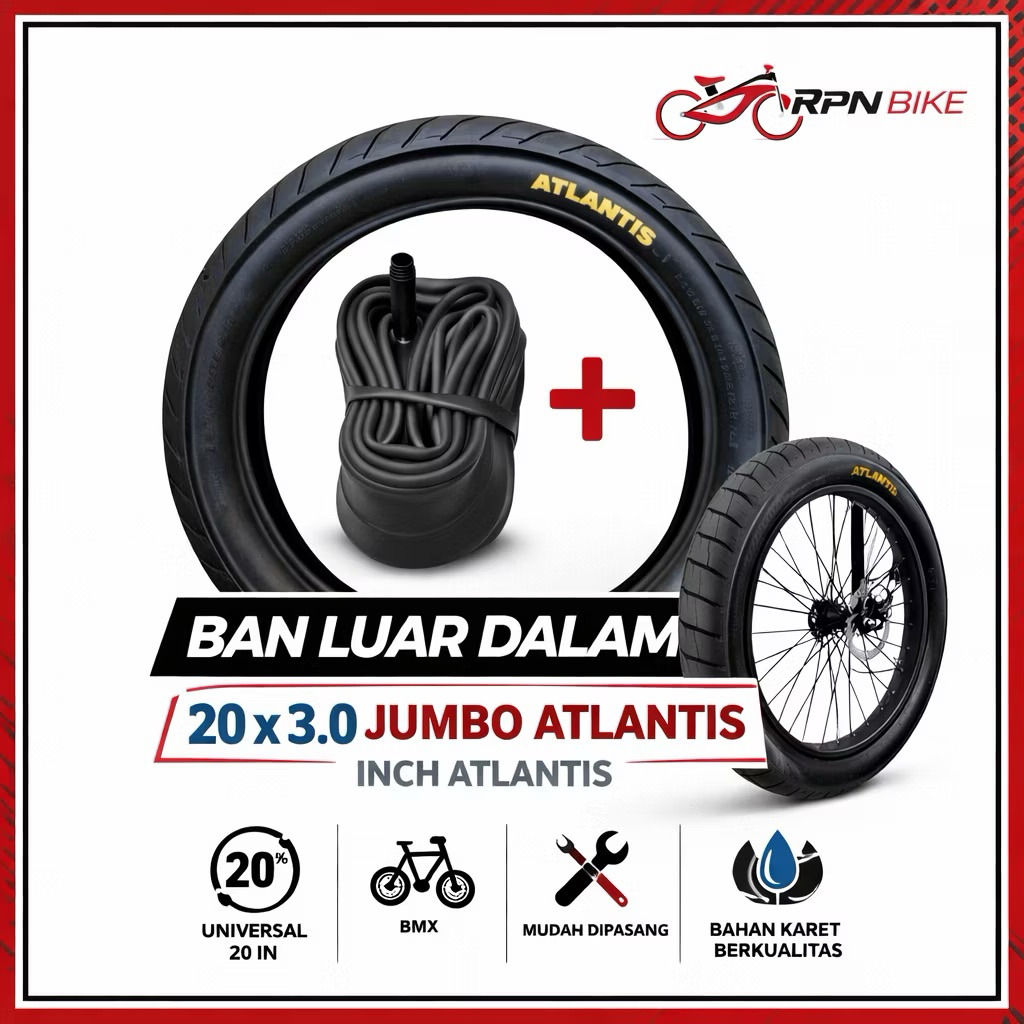 Ban Luar dalam BMX ATLANTIS 20 X 3.0 JUMBO sepeda 20 in