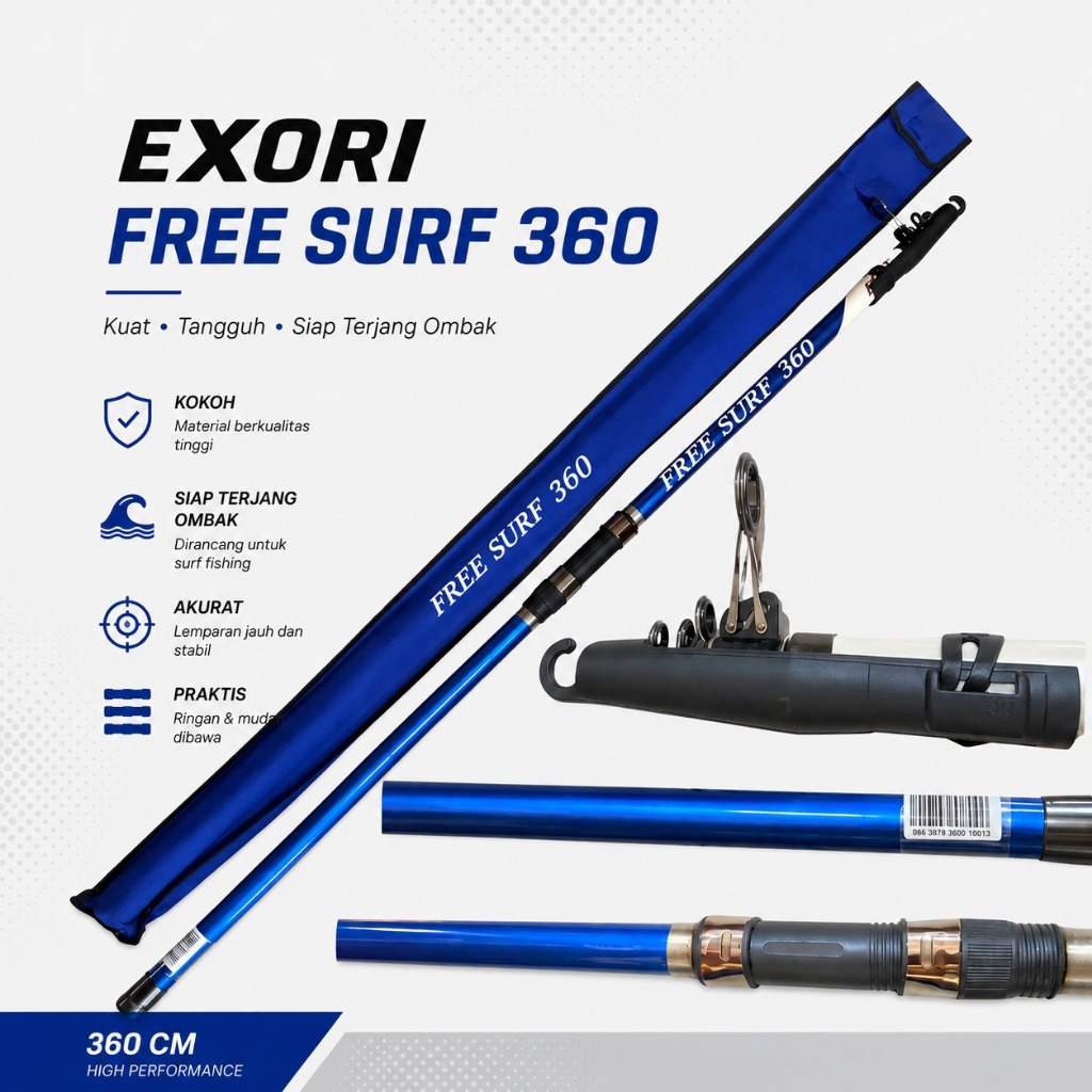 Joran Pancing Exori Free Surf 360 | Joran Pancing Surf Casting Rod 360cm Medium Heavy | Strong Guide