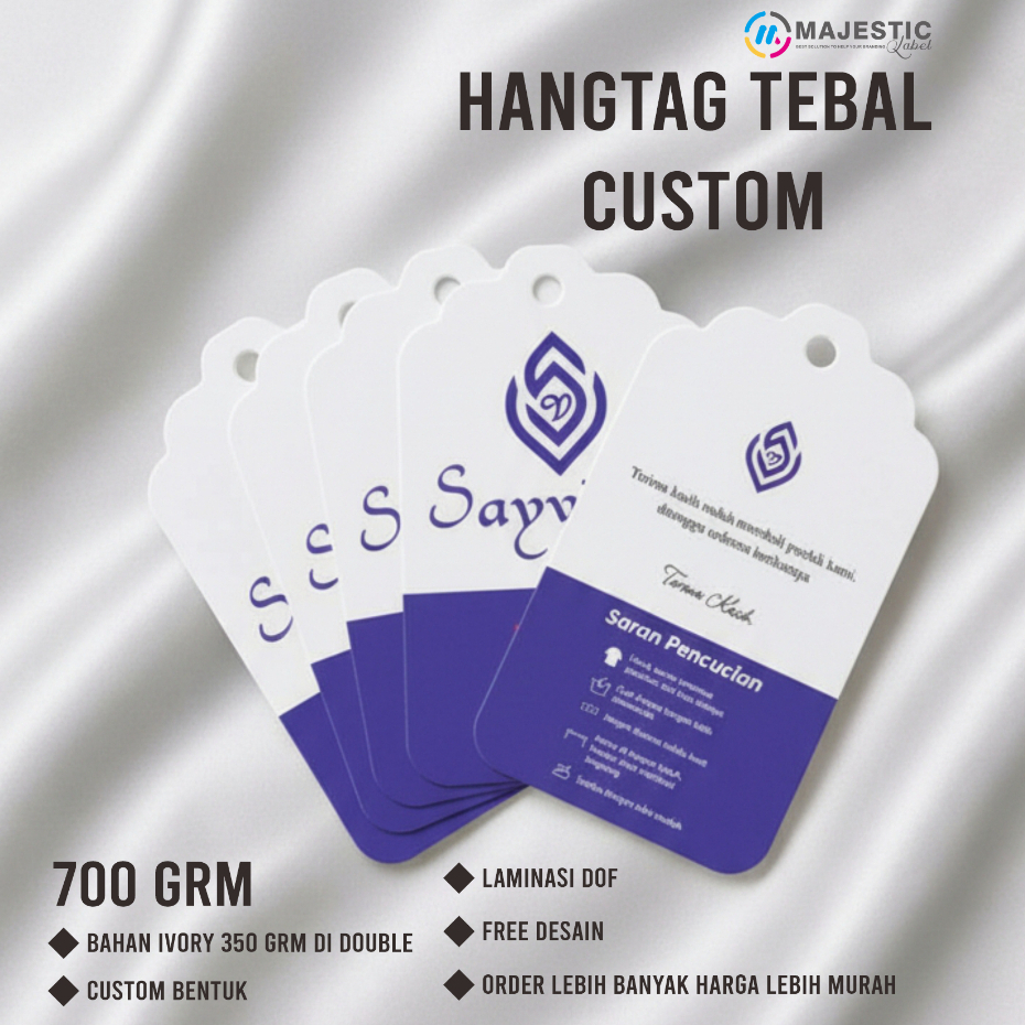 Hangtag Kertas Ivory Tebal – Tag Label Baju Custom - majestic label