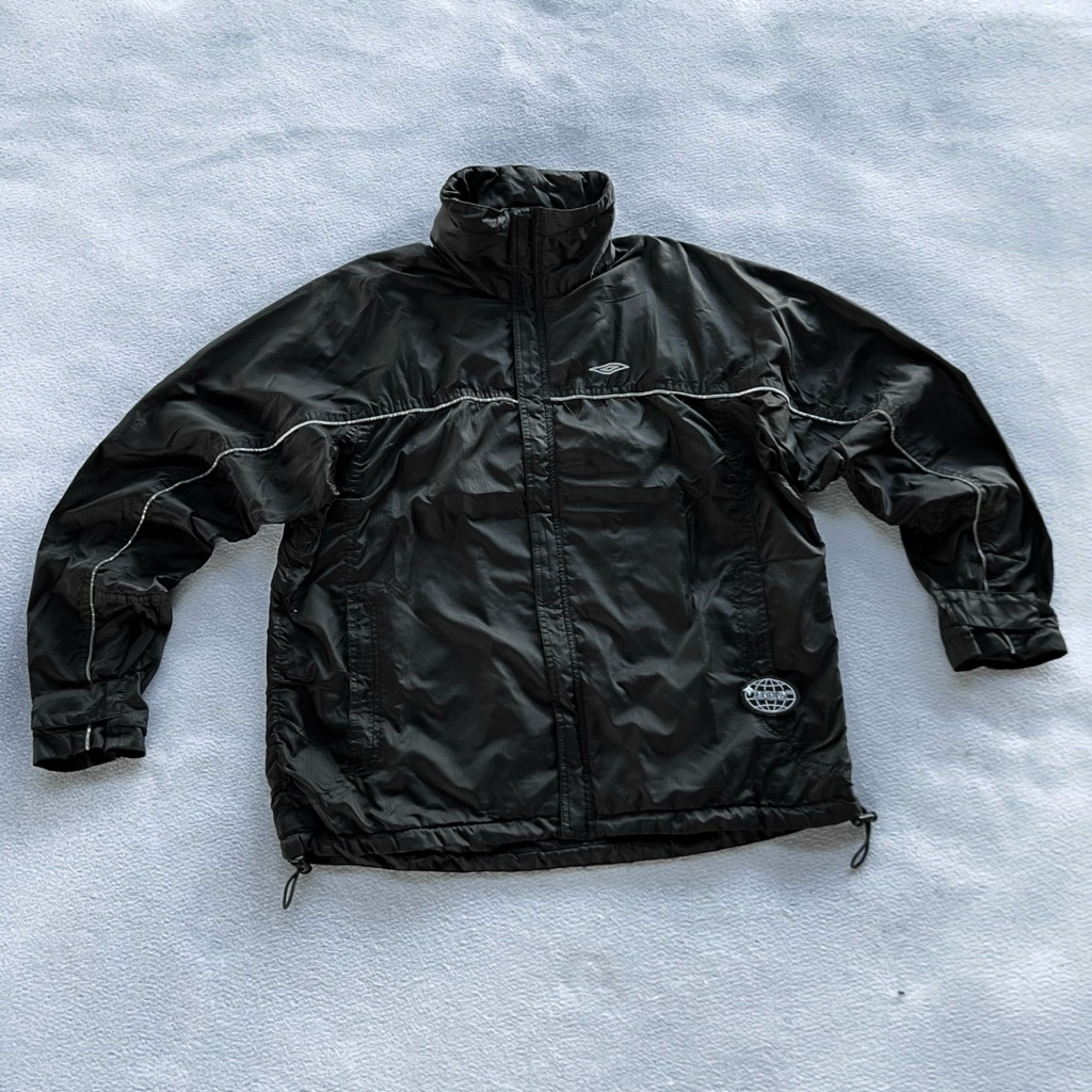 Vintage 00s Gorpcore UMBRO England Windbreaker (Reflective, Hidden Hoodie, Oversize Cut)