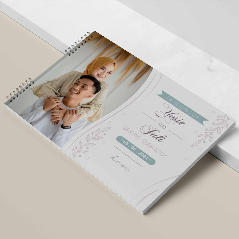 BUKU TAMU PERNIKAHAN HARD COVER DESIGN TEMPLATE JILID SPIRAL CETAK FULL COLOUR