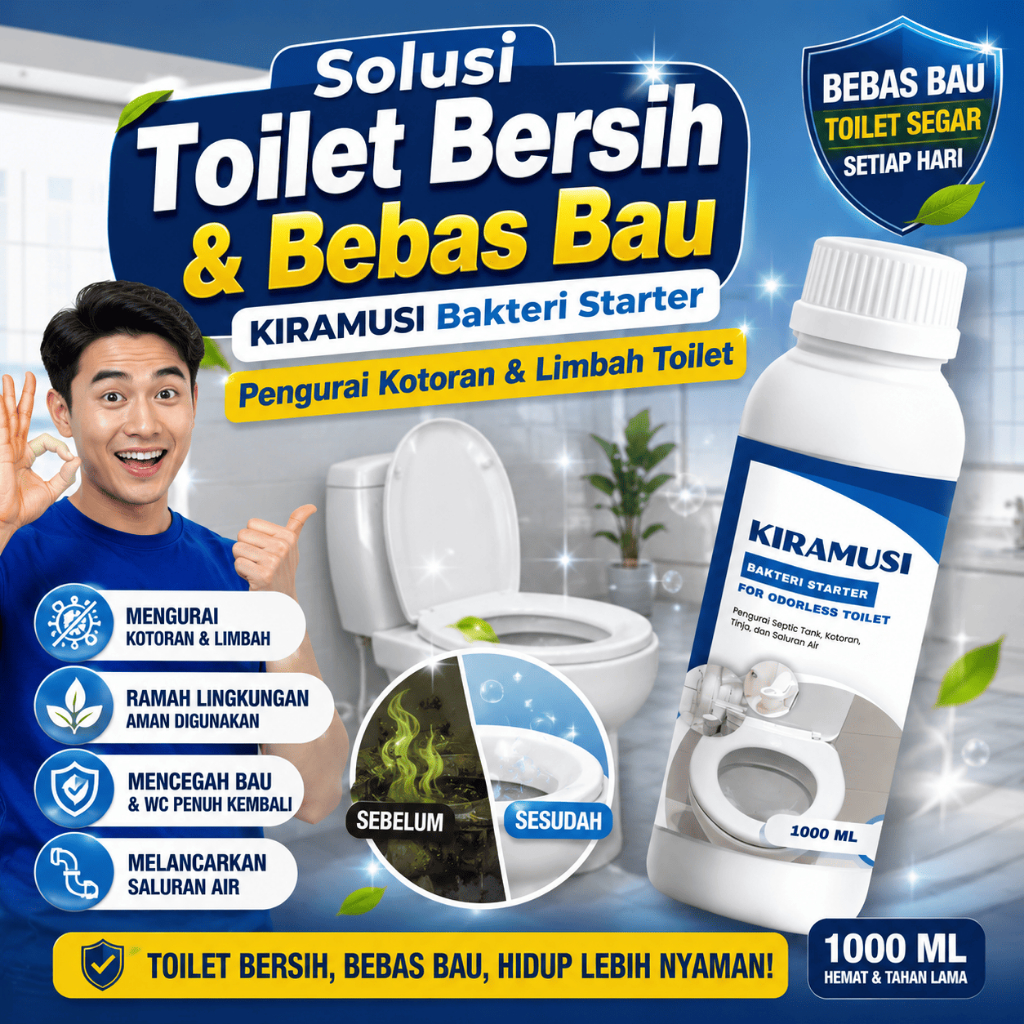 KIRAMUSHI Pengurai Kotoran Septic Tank Bakteri Starter Penghilang Bau Toilet Saluran Mampet