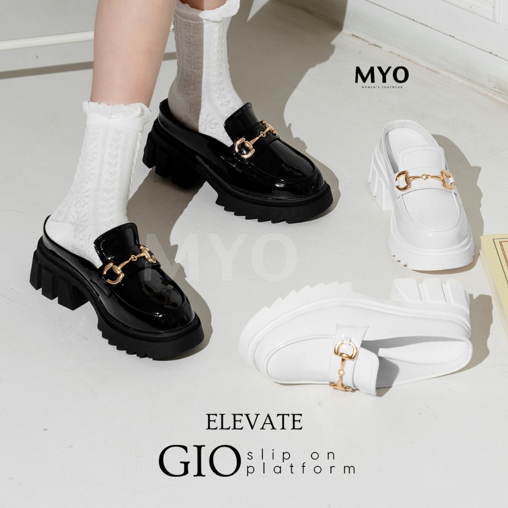 MYOSHOES Platform Loafers Sandal Wedges Wanita Model Platform Loafers Kekinian dengan Sol Tebal Plat