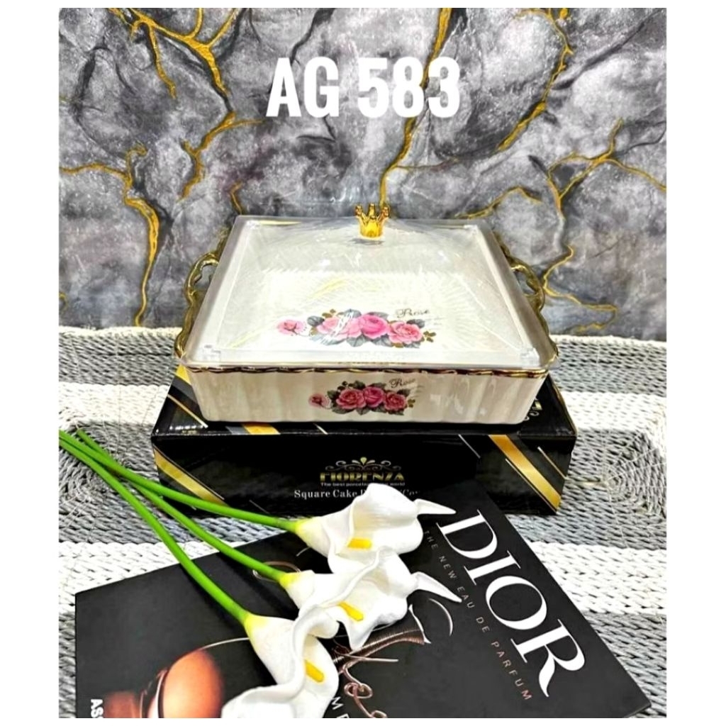 Wadah kue fiorenza motif bunga rose