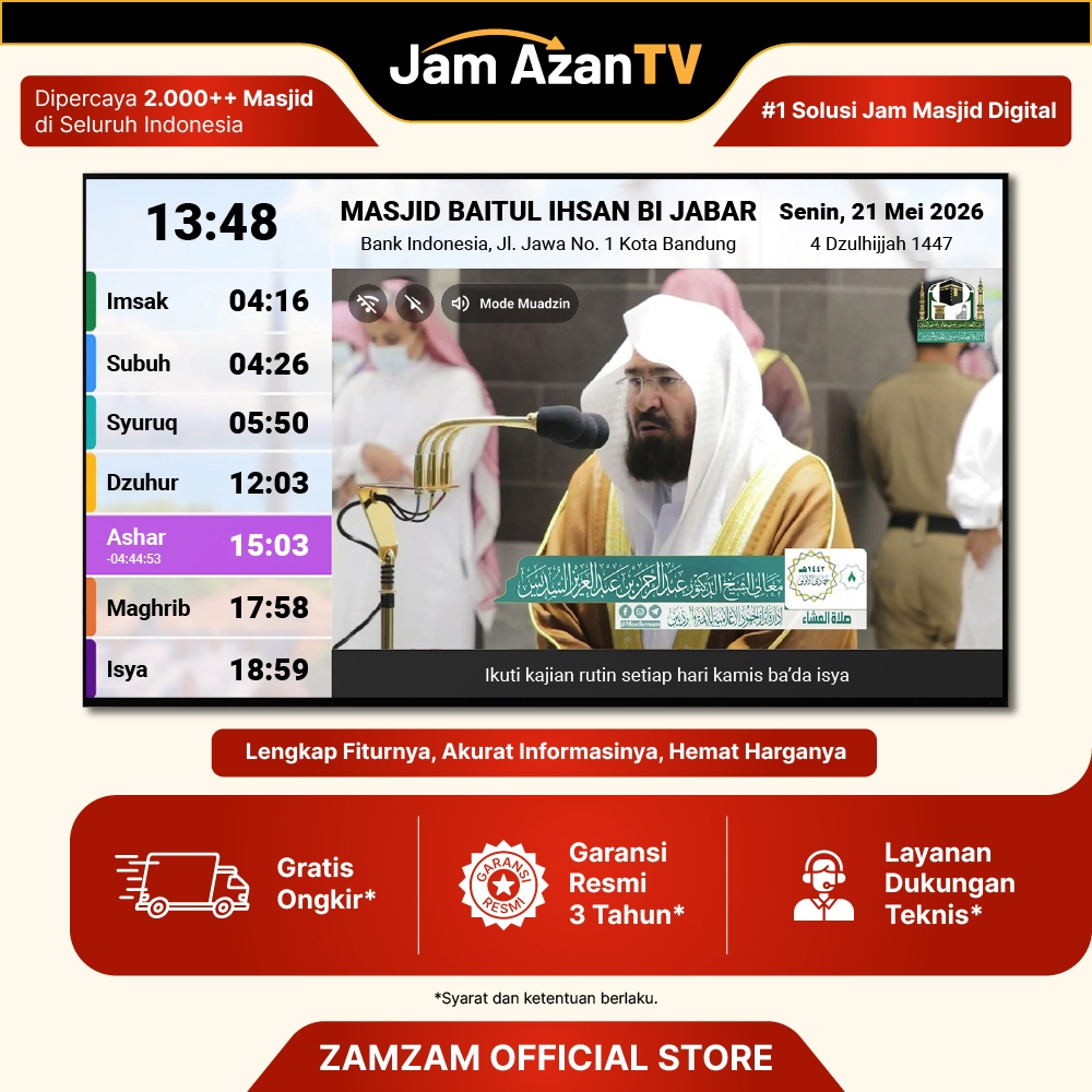 Zamzam TV - TV Azan Masjid - Jam Masjid Pengingat Waktu Salat