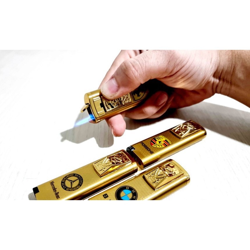 Korek Api Bara Las Gas Unik Slim Full Stainless Sliding Unik